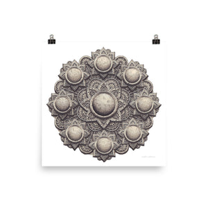 Stone Flower 3D Mandala Premium Poster