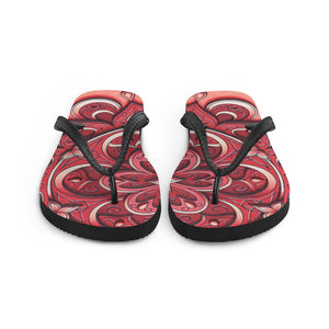 Red Petal 3D Mandala Flip-Flops