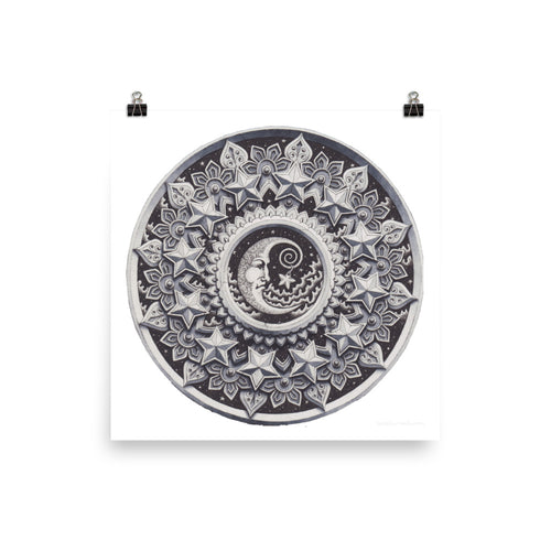 Moon 3D Mandala Premium Poster