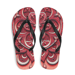 Red Petal 3D Mandala Flip-Flops
