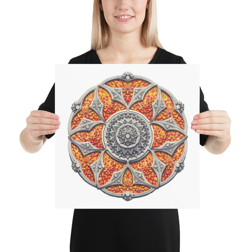 Lava Stone 3D Mandala Premium Poster